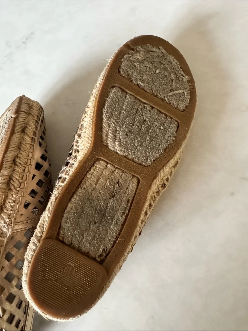 Tory Burch Metallic Gold Laser-Cut Espadrille Flats